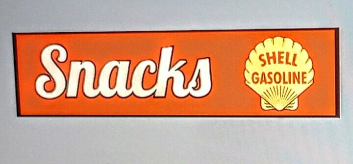 Shell Snacks sign .. Gas Oil Gasoline Mancave Garage