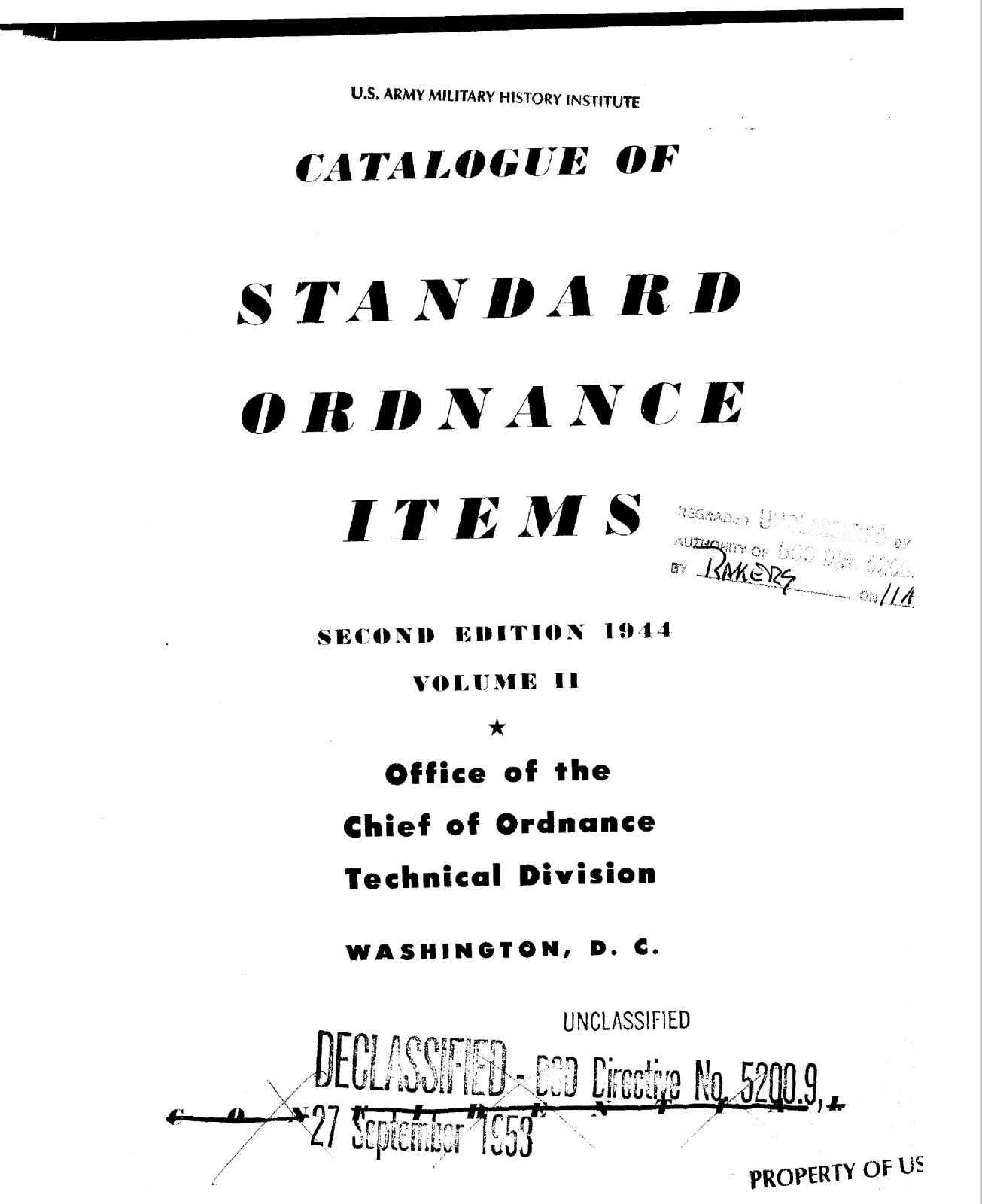 195 Page 1944 2nd Ed. Volume 2 Catalog Of STANDARD ORDNANCE ITEMS Manual on CD