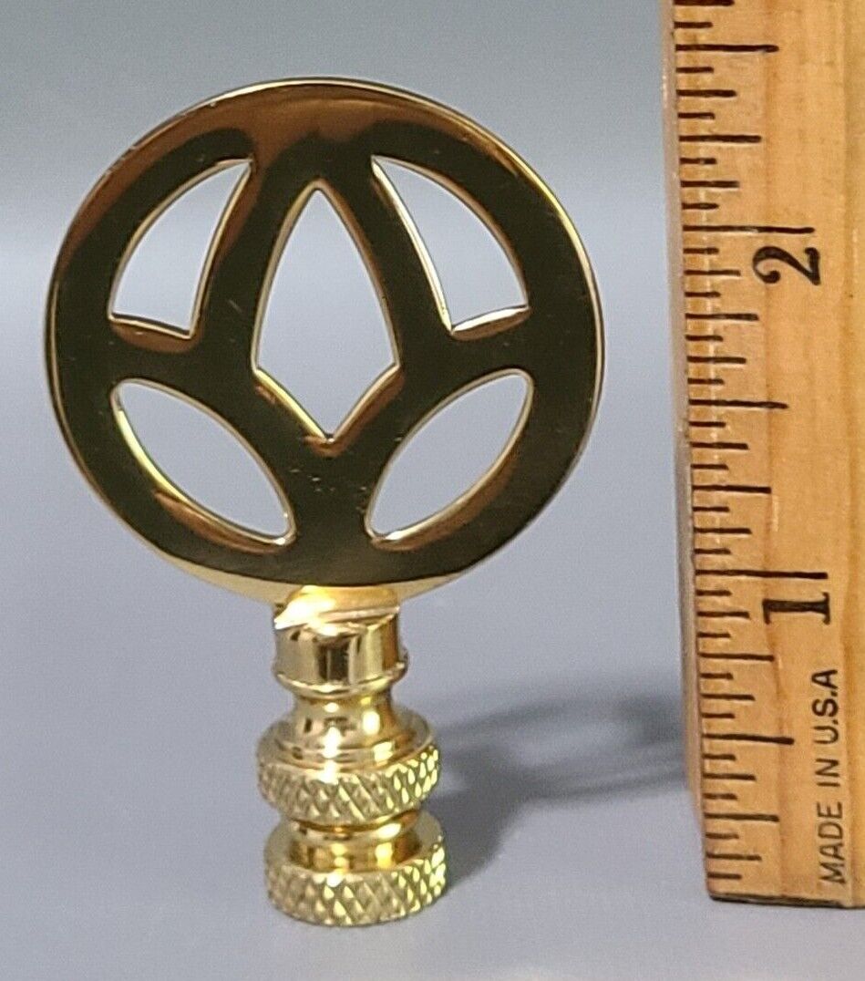 Stunning Polished Brass Peace Symbol Lamp Finial 2.5\'\'High 1.5\'\' Wide #L.F.W9