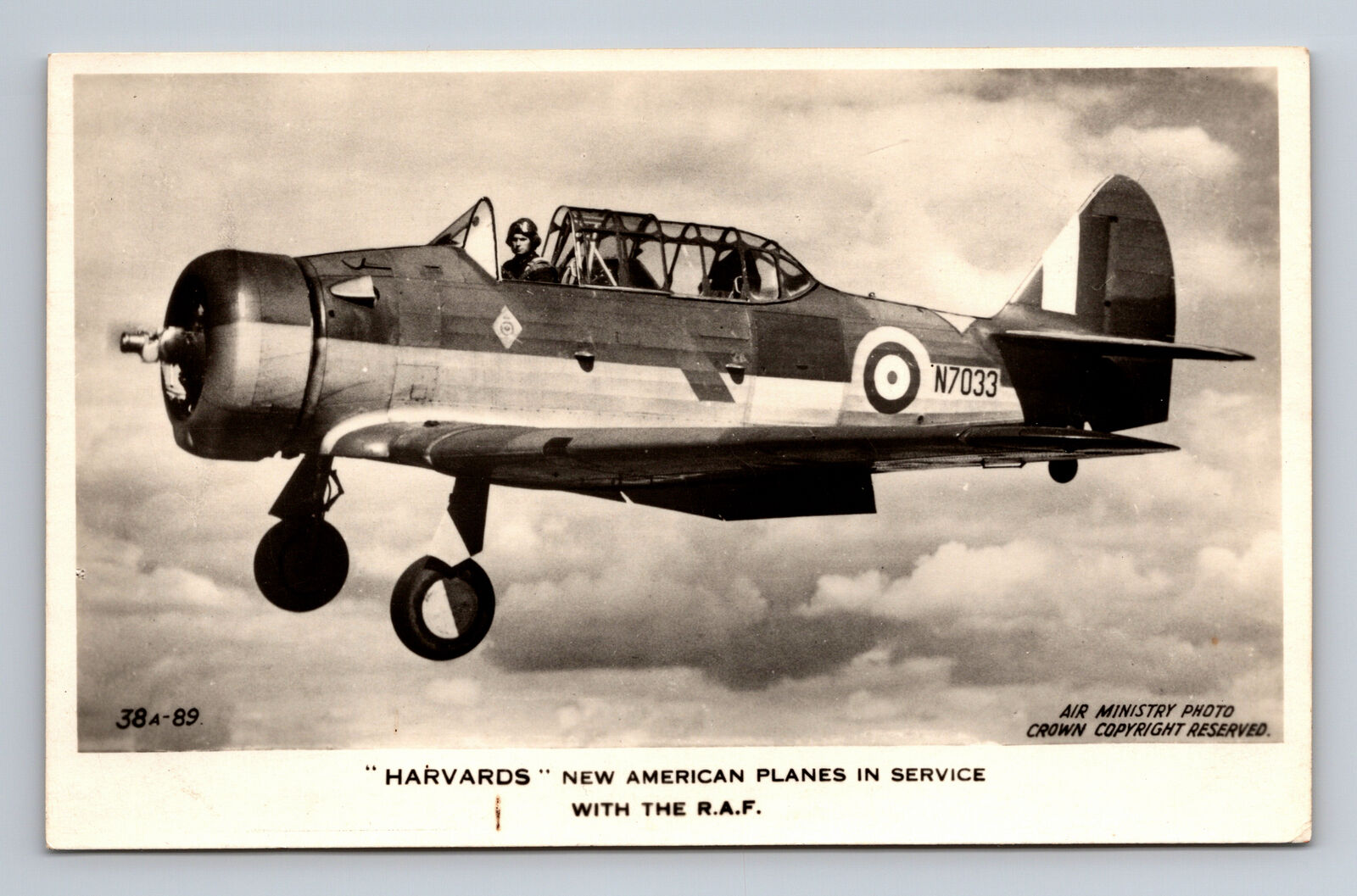 RPPC WWII RAF Harvard Trainer Aircraft Air Ministry Photo VALENTINE's Postcard