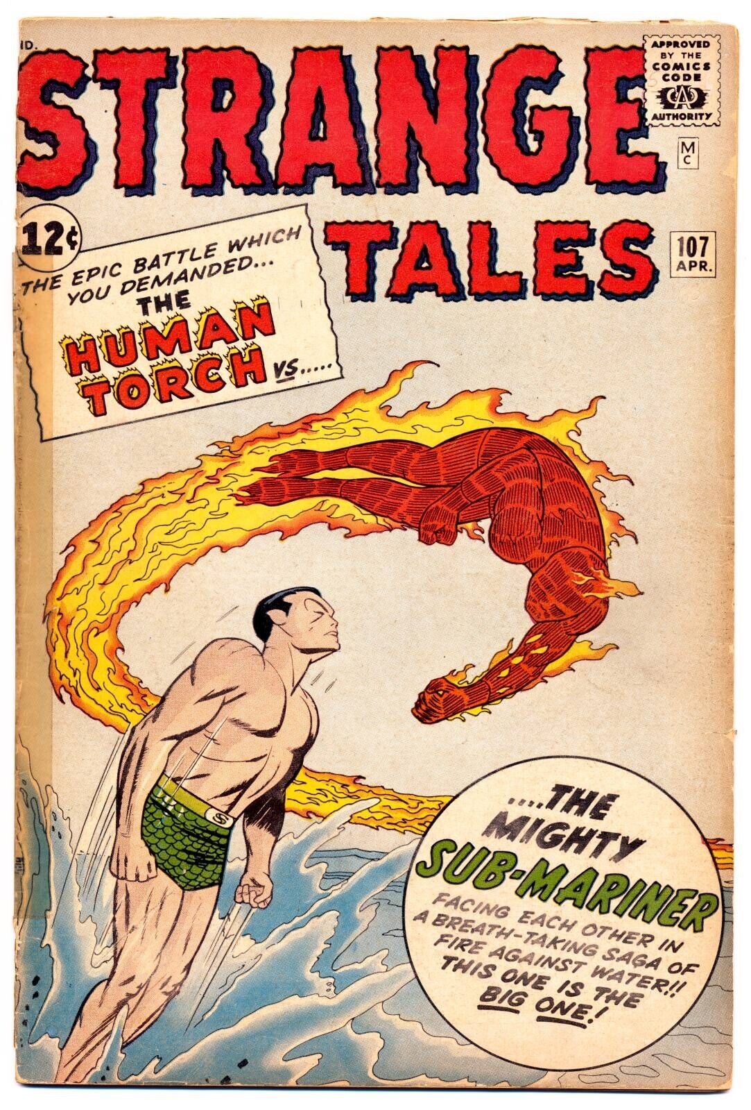 STRANGE TALES #107 G, Human Torch vs. Sub-Mariner, Marvel Comics 1963
