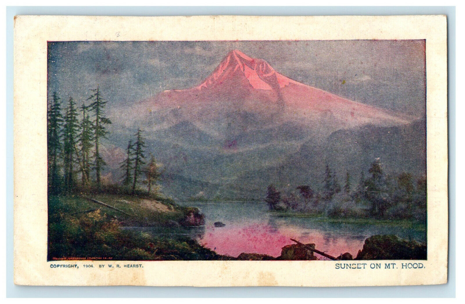 c1900s Sunset on Mount Hood Unposted Antique Postcard