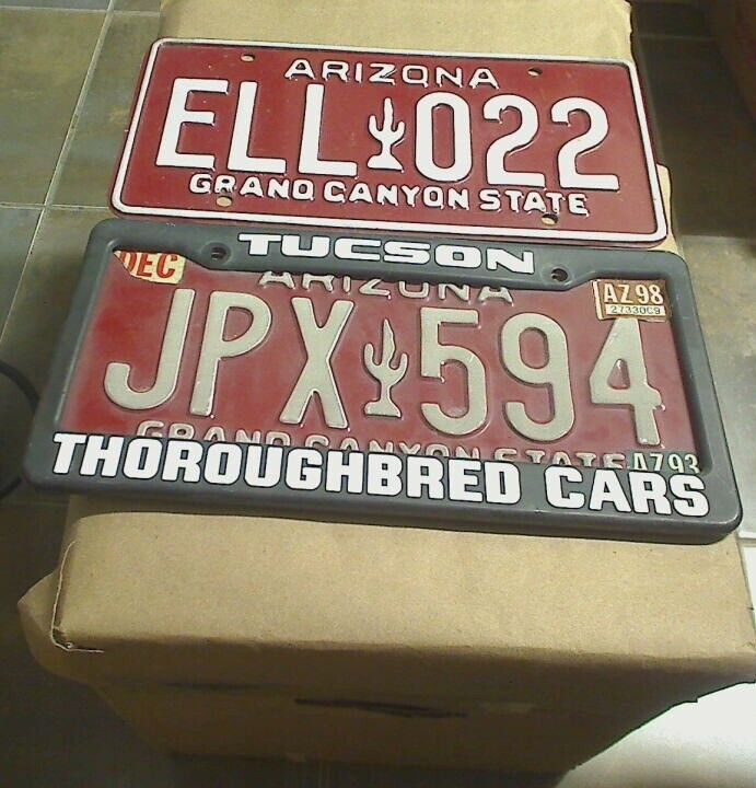 Vintage 1993 All Metal Tag Arizona License Plates, top one is in great shape.