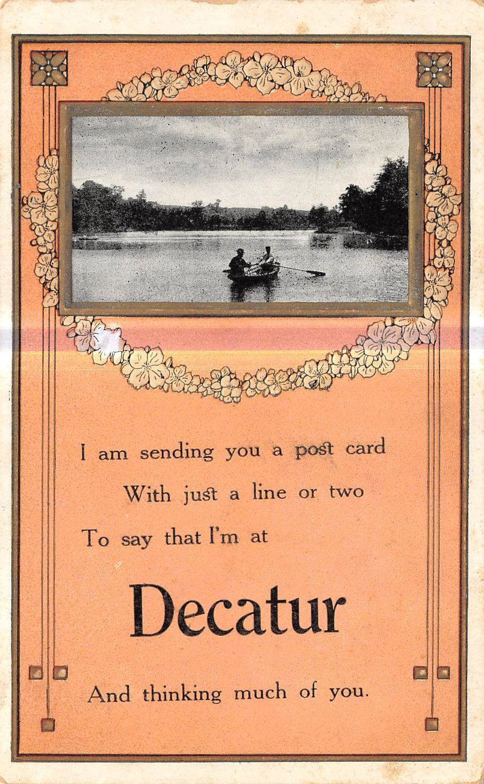 DECATUR Michigan postcard Van Buren County boating poem couple