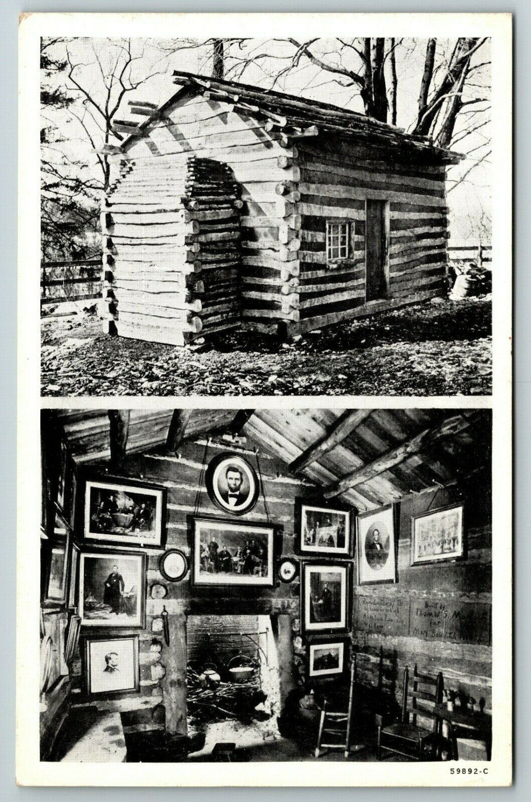 Postcard Reproduction Log Cabin Birthplace of Abraham Lincoln Built in Milton MA