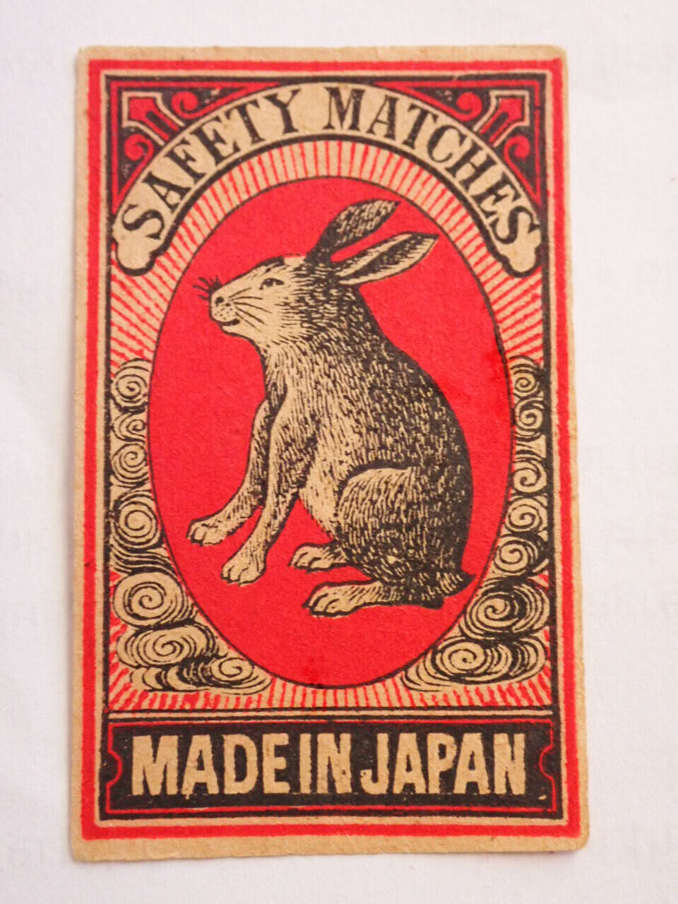 RABBIT or HARE SAFETY MATCHES MATCH BOX LABEL c1900s MADE in JAPAN
