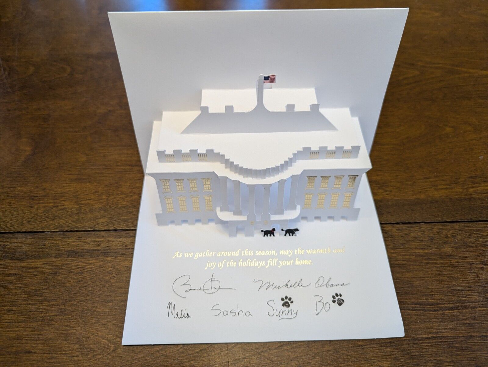 2013 Official Barack Obama White House Pop Up Christmas Card, No Envelope