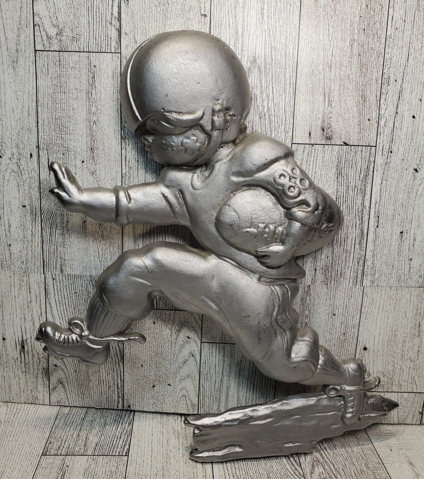 Vintage Sexton Football Player Silver Colored Metal Plaque Wall Hanging 1970 USA