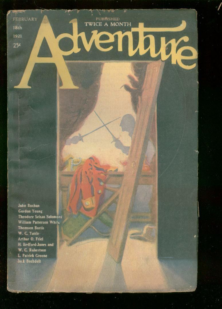 ADVENTURE PULP-FEB 18 1921-UNUSUAL COVER-WC TUTTLE-RARE VG