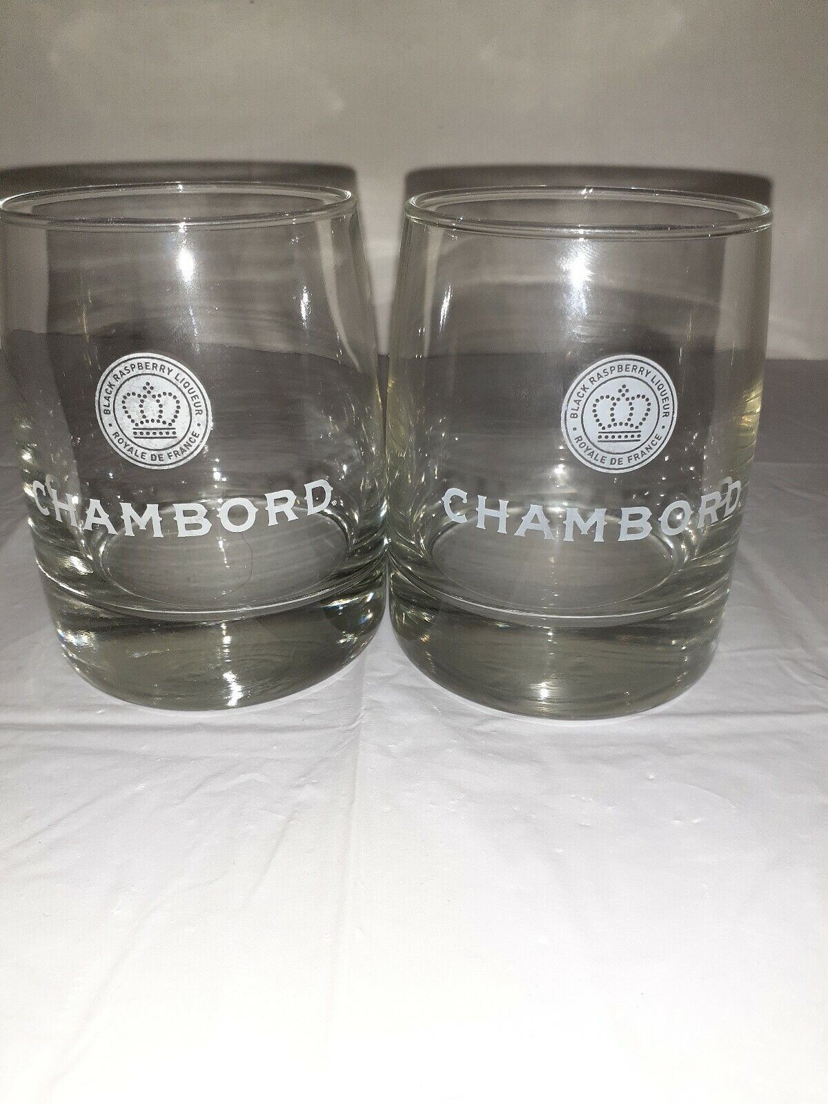 Pair Chambord Clear With Logo High Ball Rocks Glasses