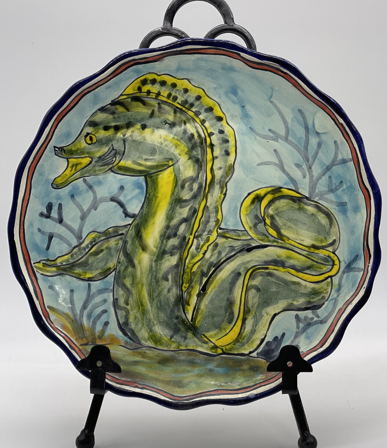 Talavera Pottery Snake Plate Wall Decor Eel Serpent Hanging Platter