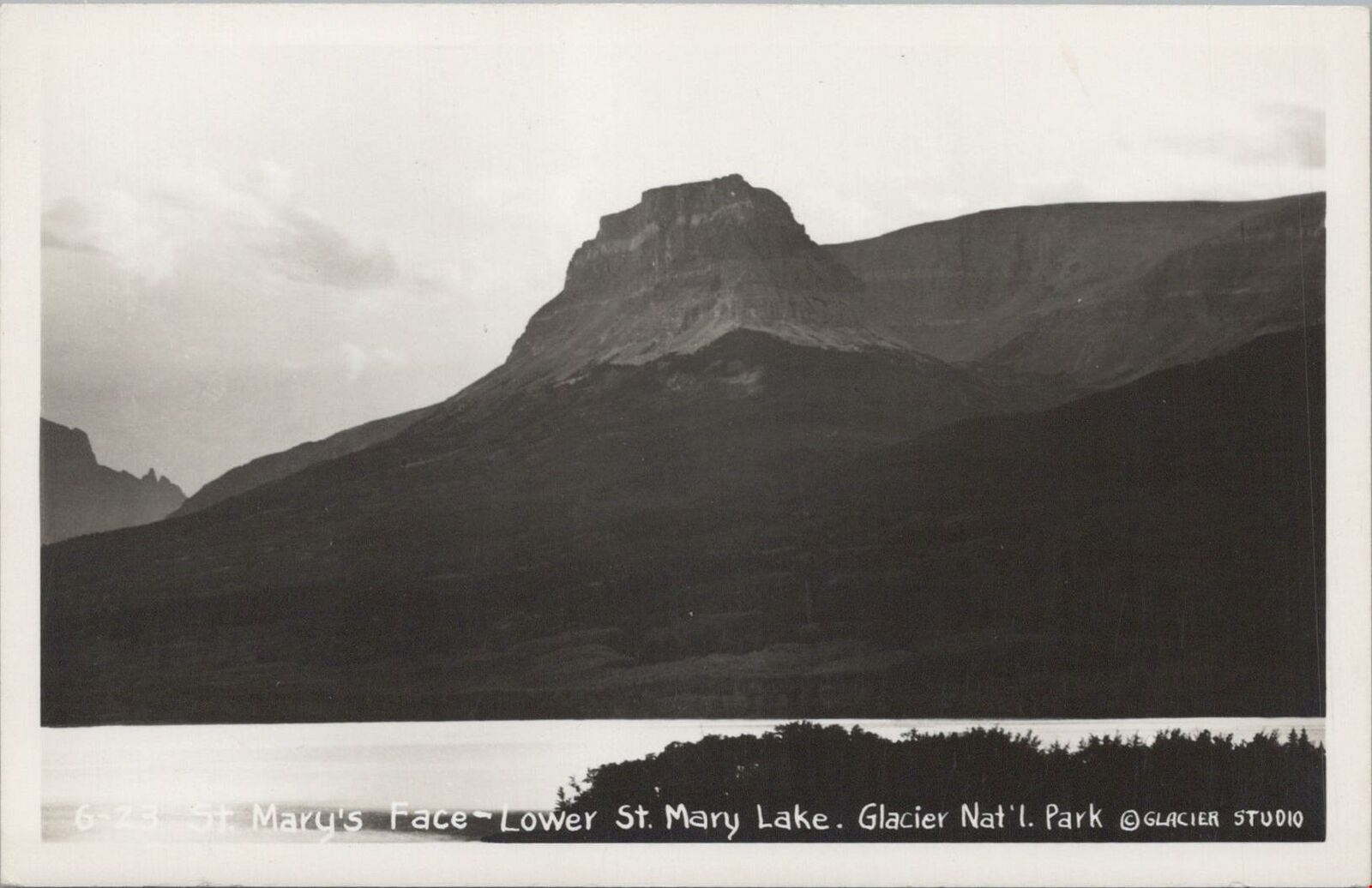 RPPC Postcard St Mary\'s Face Lower St Mary Lake Glacier Ntl Park Montana MT
