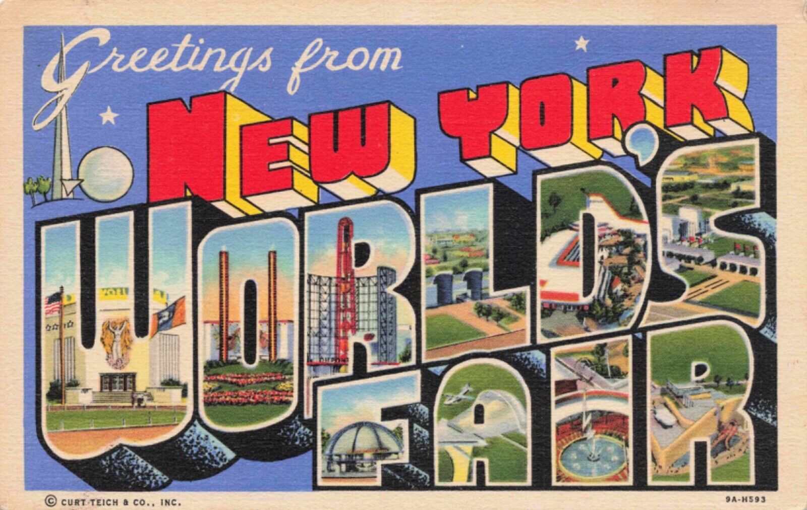 Greetings from New York\'s Worlds Fair Large Letter Vintage PC