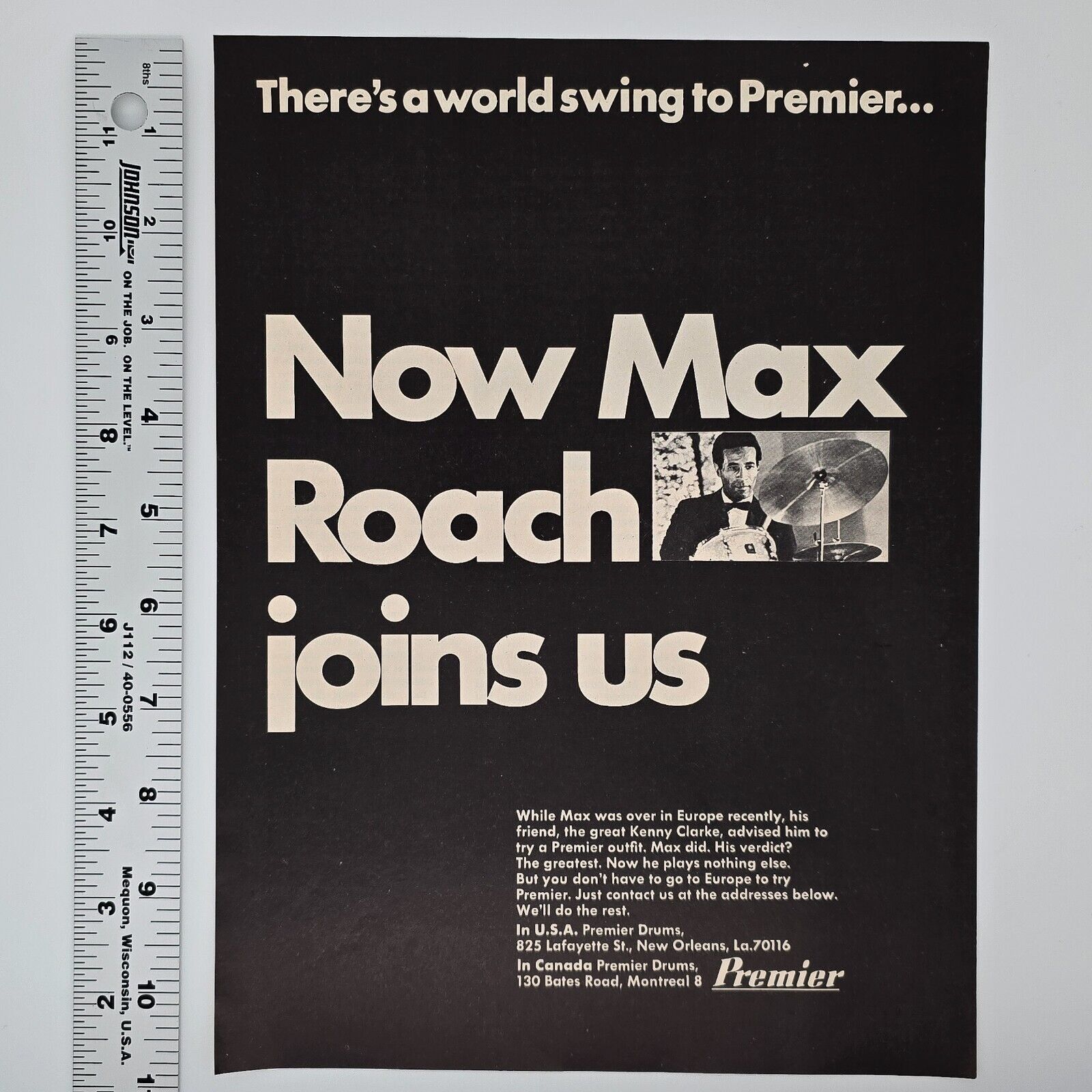 Premier Drums Vintage Print Ad \