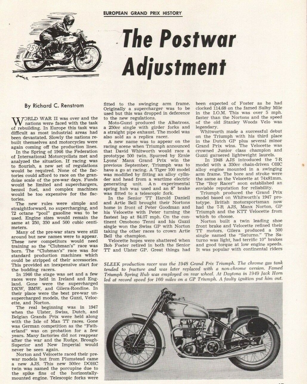1963 European Grand Prix HIstory - Postwar - 4-Page Vintage Motorcycle Article