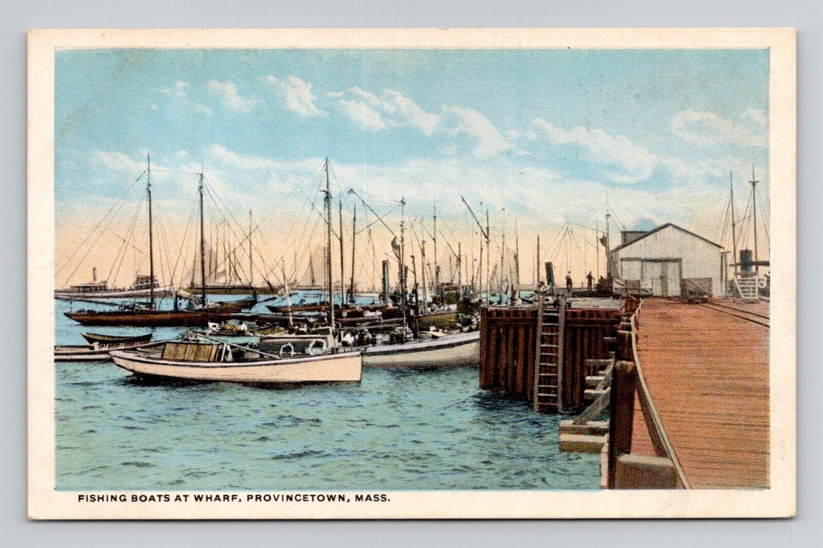 Postcard Fishing Boats & Wharf Provincetown Massachusetts MA, Vintage O1