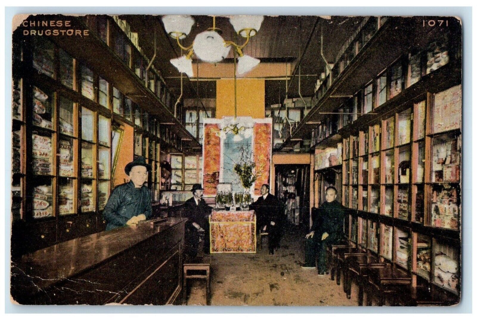 San Francisco California CA Postcard Chinese Drugstore Interior c1910\'s Antique