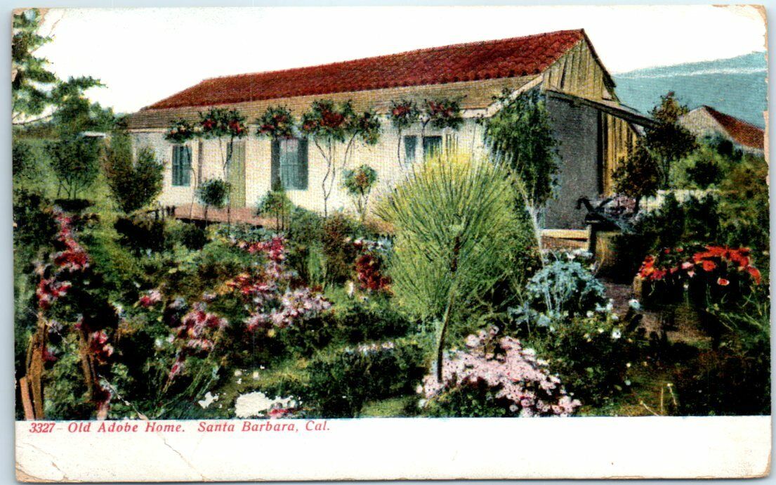 Postcard - Old Adobe Home, Santa Barbara, California