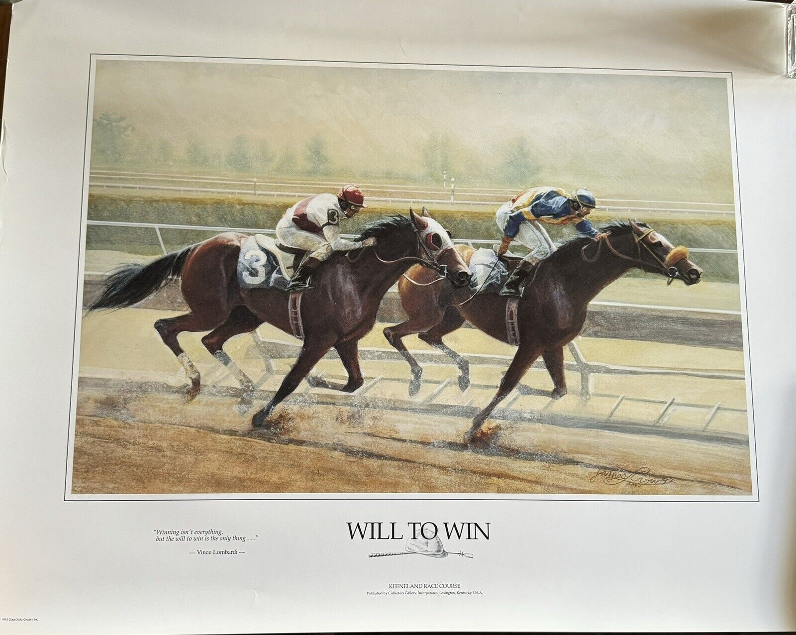 Keenland Will To Win Poster 1995 Collectors Gallery Horses Lexington Ky