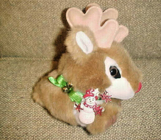 Vintage Rudy Reindeer Plush Birth Date 12-25-01 -  Swibco Red Nosed Rudolph