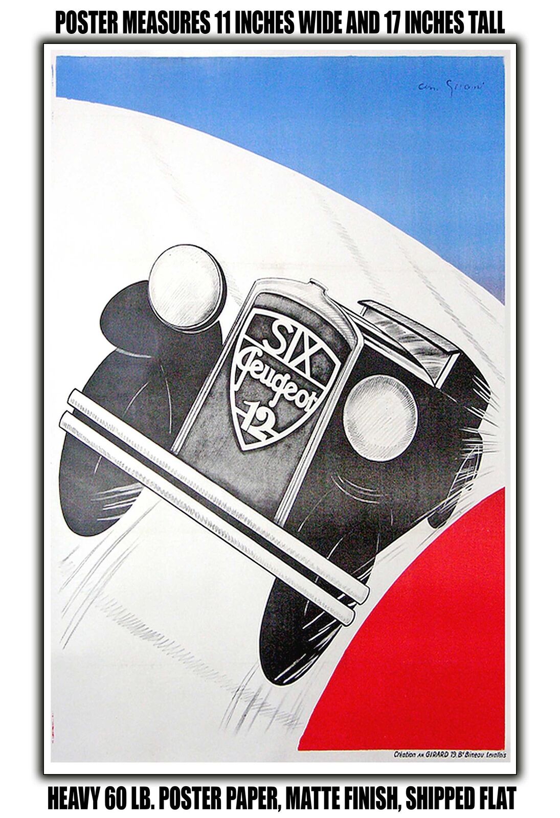 11x17 POSTER - 1934 Peugeot Six 12 by Andre Girond