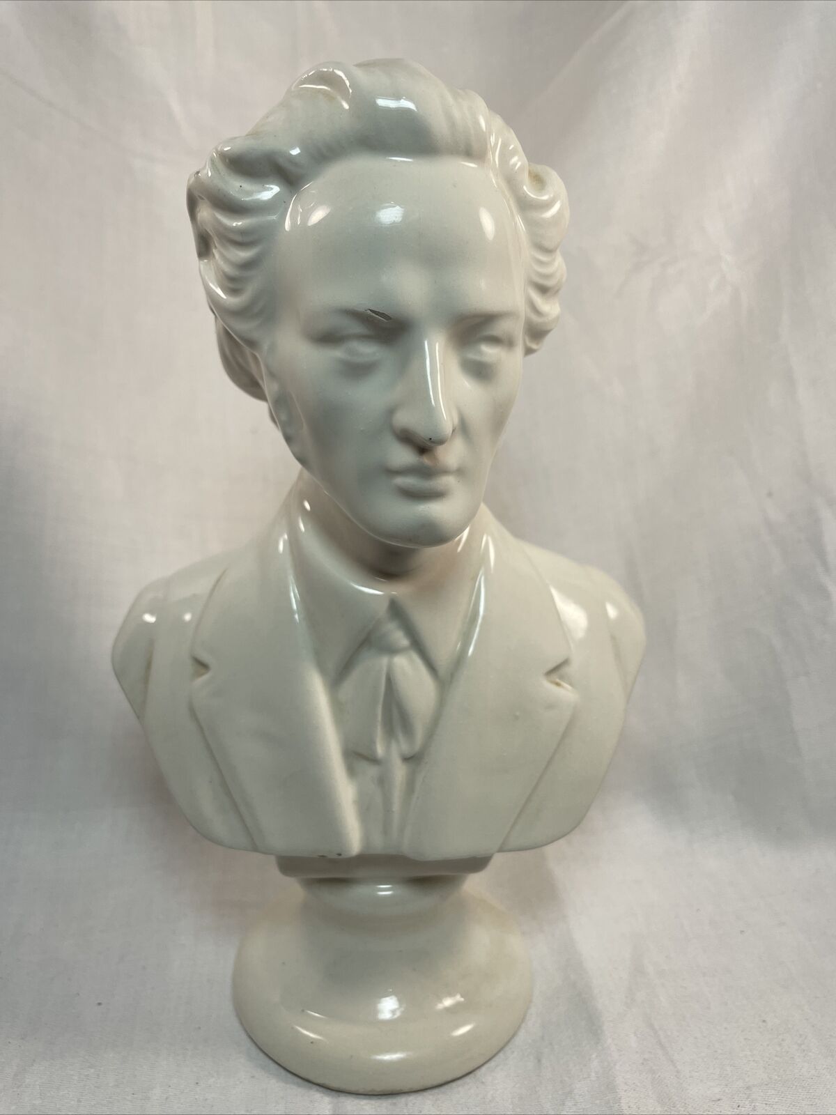Composer Frédéric Chopin Bust White Porcelain- Made in Italy 8.5”