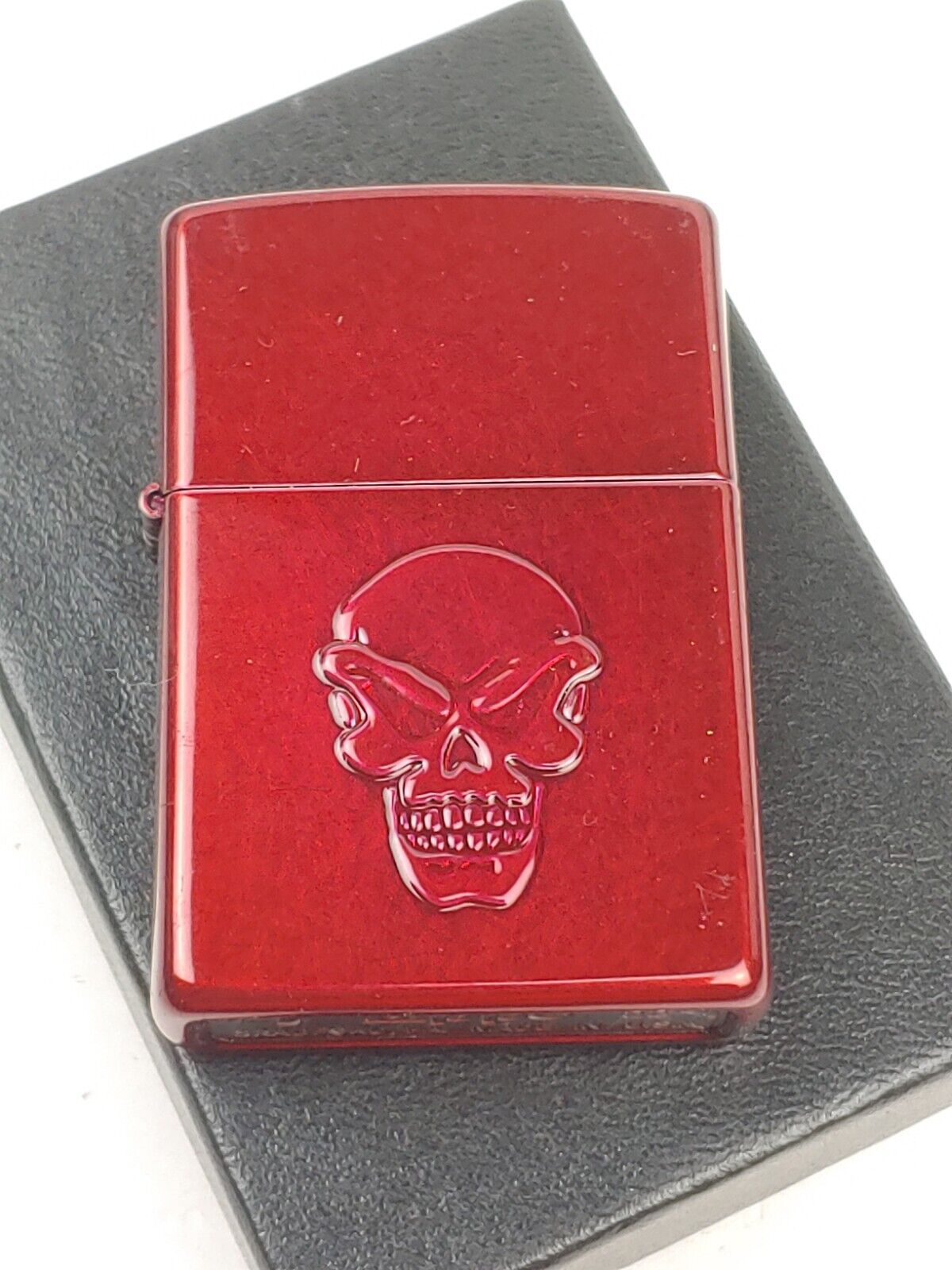 Zippo 21063 Candy Apple Red Windproof Lighter w/ Embossed Skull  - APR (D) 2022