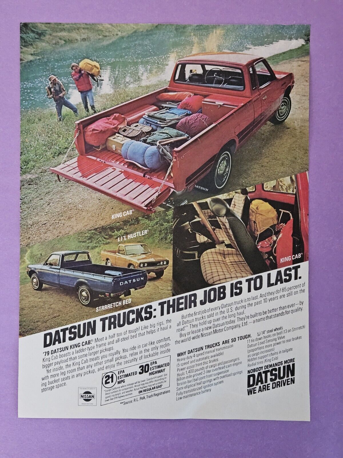1979 Datsun KING CAB Red Pickup Truck Vintage Print Ad Elvin Hayes SI Cover