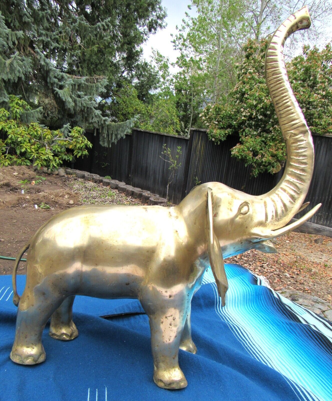 Massive Statement Mid Century Modern Brass Elephant Sculpture 25\