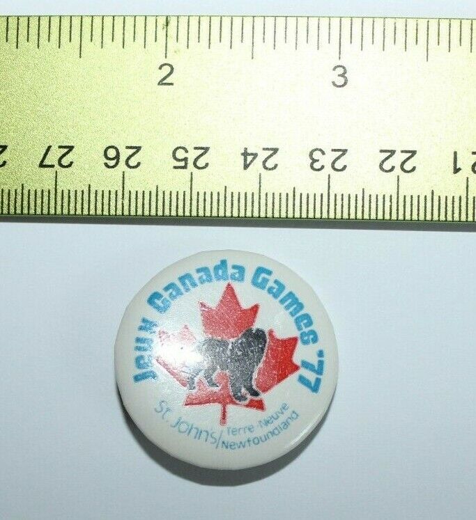 Jeux Canada Games 1977 VTG St Johns Terre Neuve NF Button Pin Badge