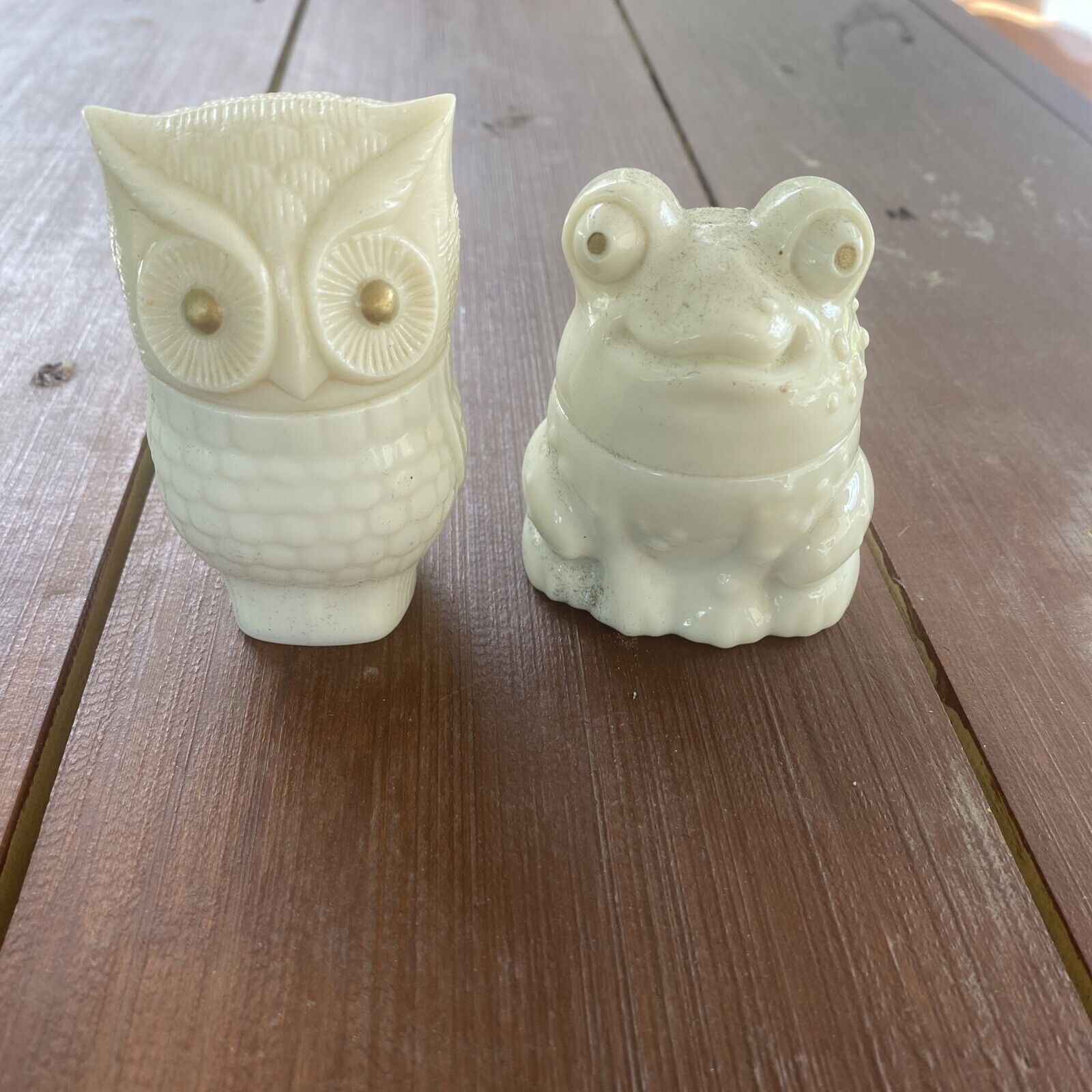 2 Nice Vintage Avon Small Frog And Owl Bottle