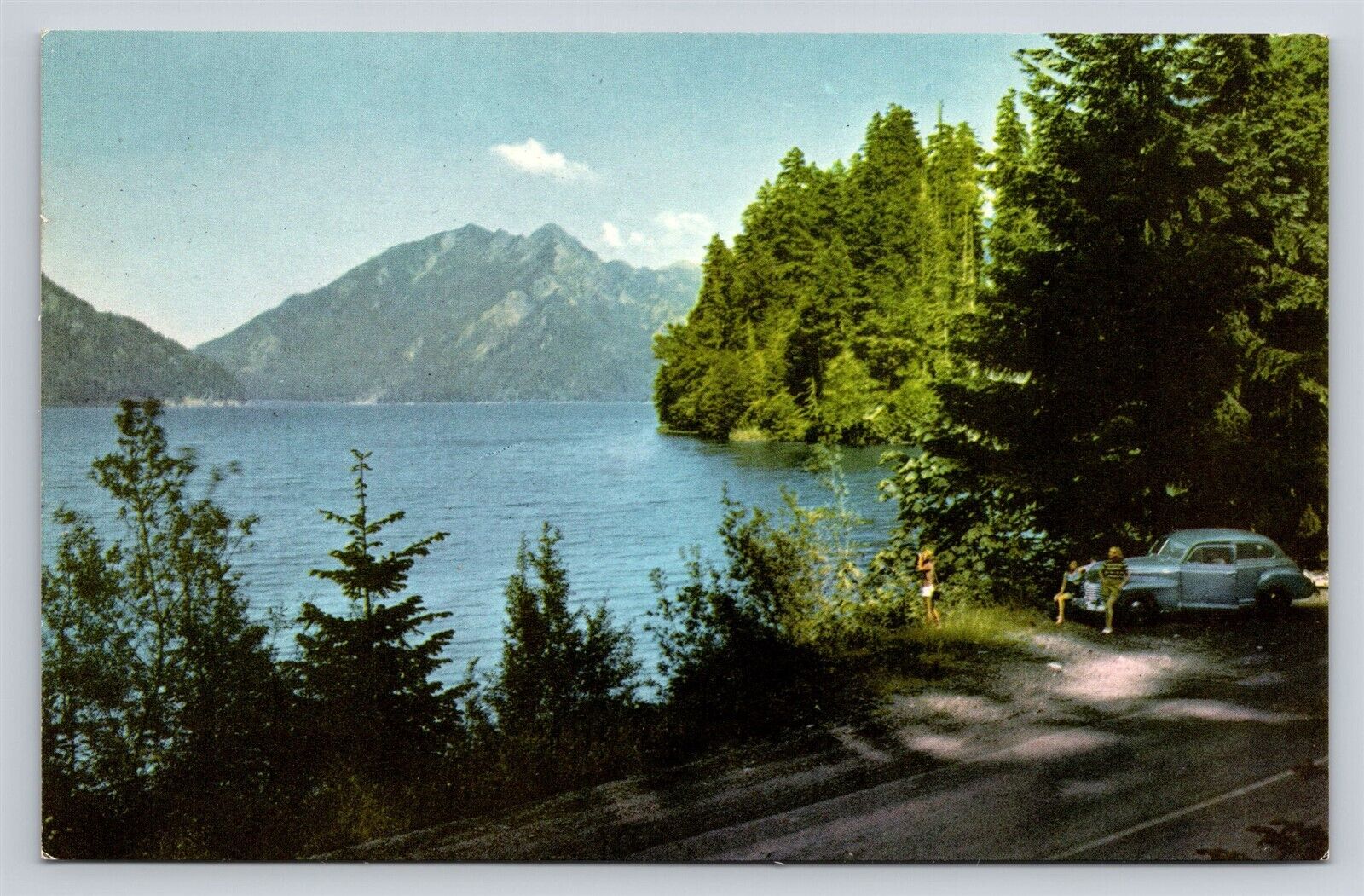 Lake Crescent Washington Olympic Peninsula Union Oil 76 Vtg WA Postcard View