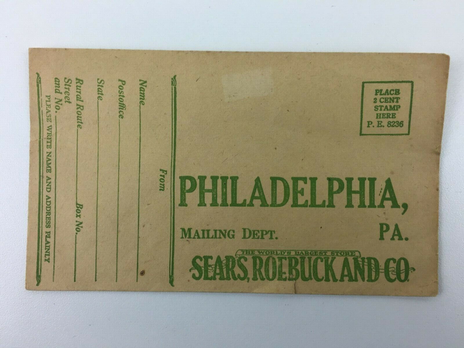c.1950 Sears, Roebuck And Co. Envelope Philadelphia, PA