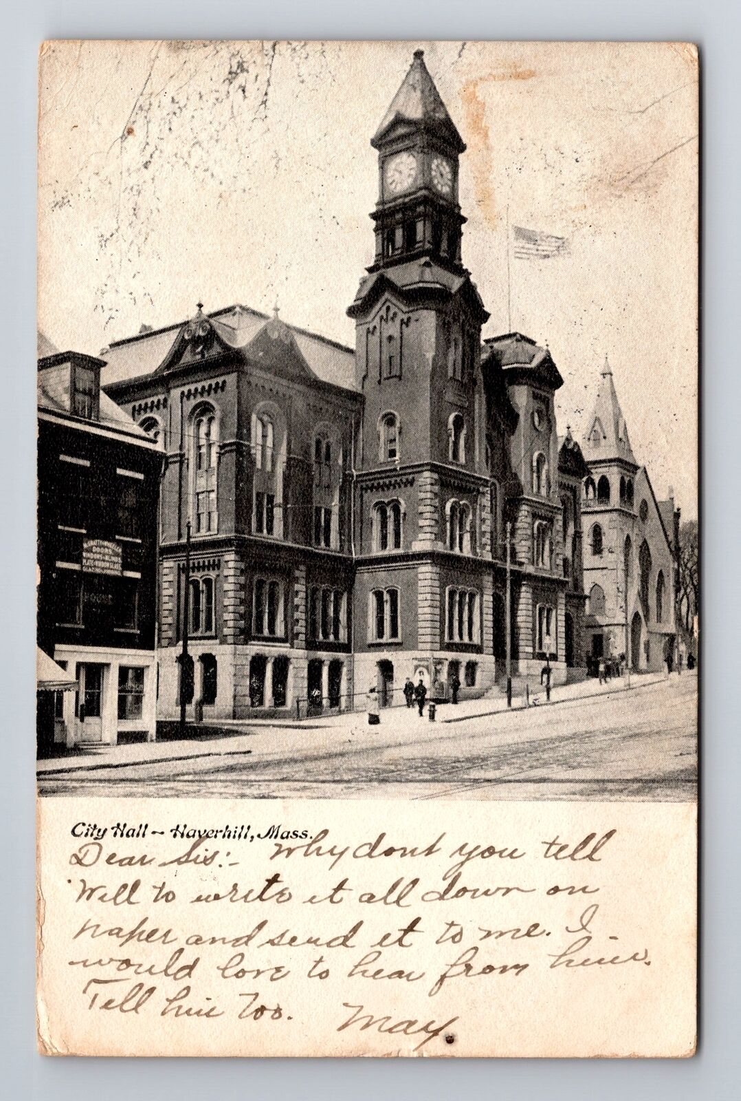 Haverhill MA-Massachusetts, City Hall, Antique, Vintage c1905 Souvenir Postcard