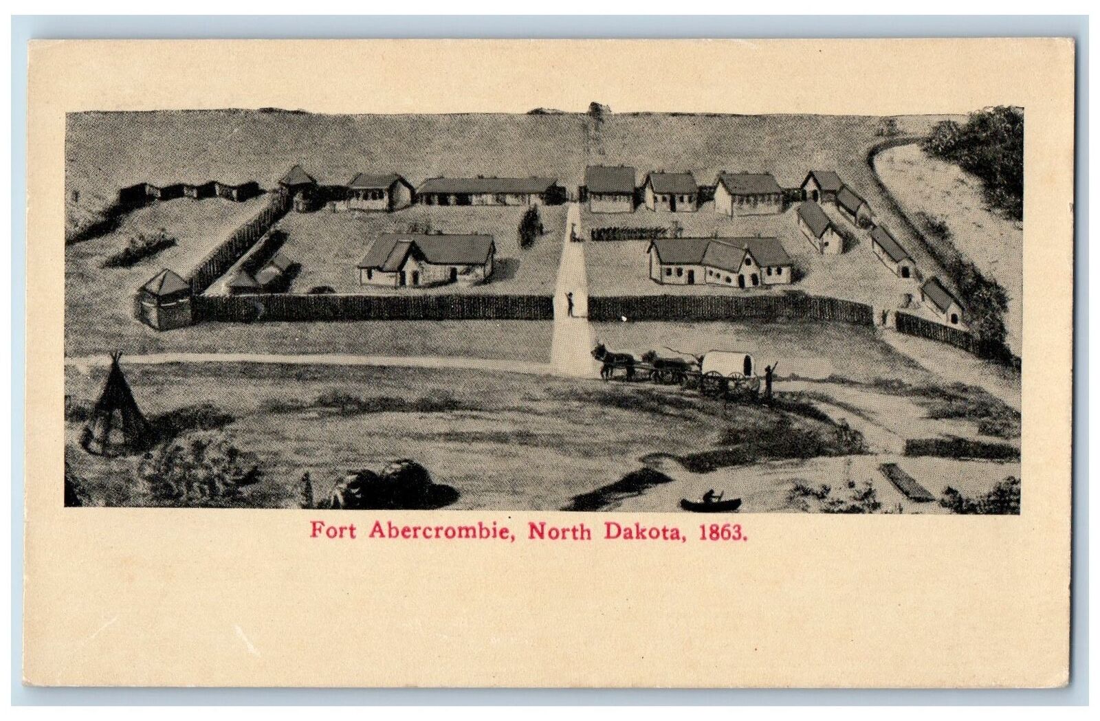 Fort Abercrombie North Dakota ND Postcard Bird's Eye View Year 1863 c1910's