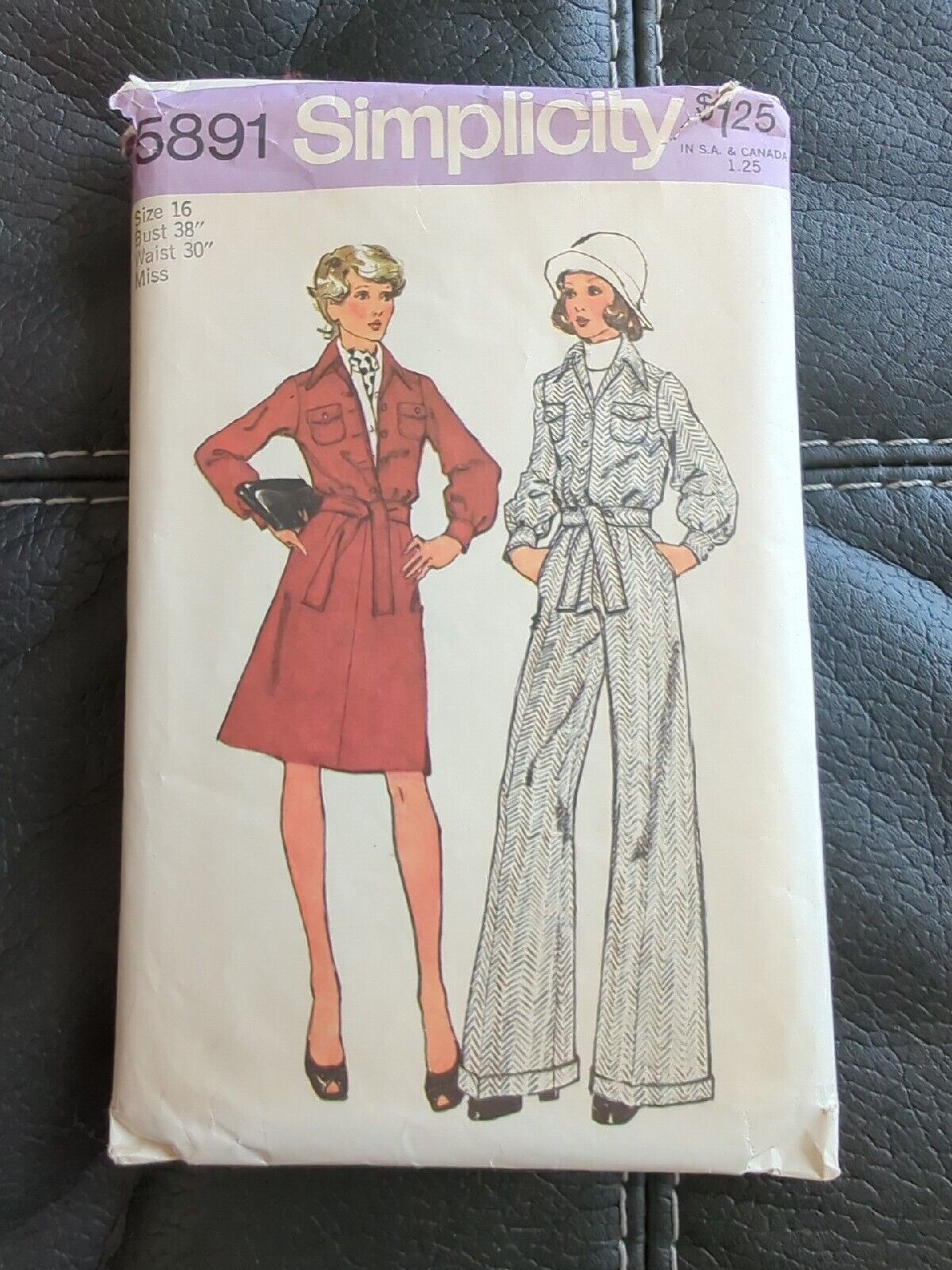 Vintage 1970s Simplicity 5891 Sewing Pattern Size 16 Jacket Skirt And Pant