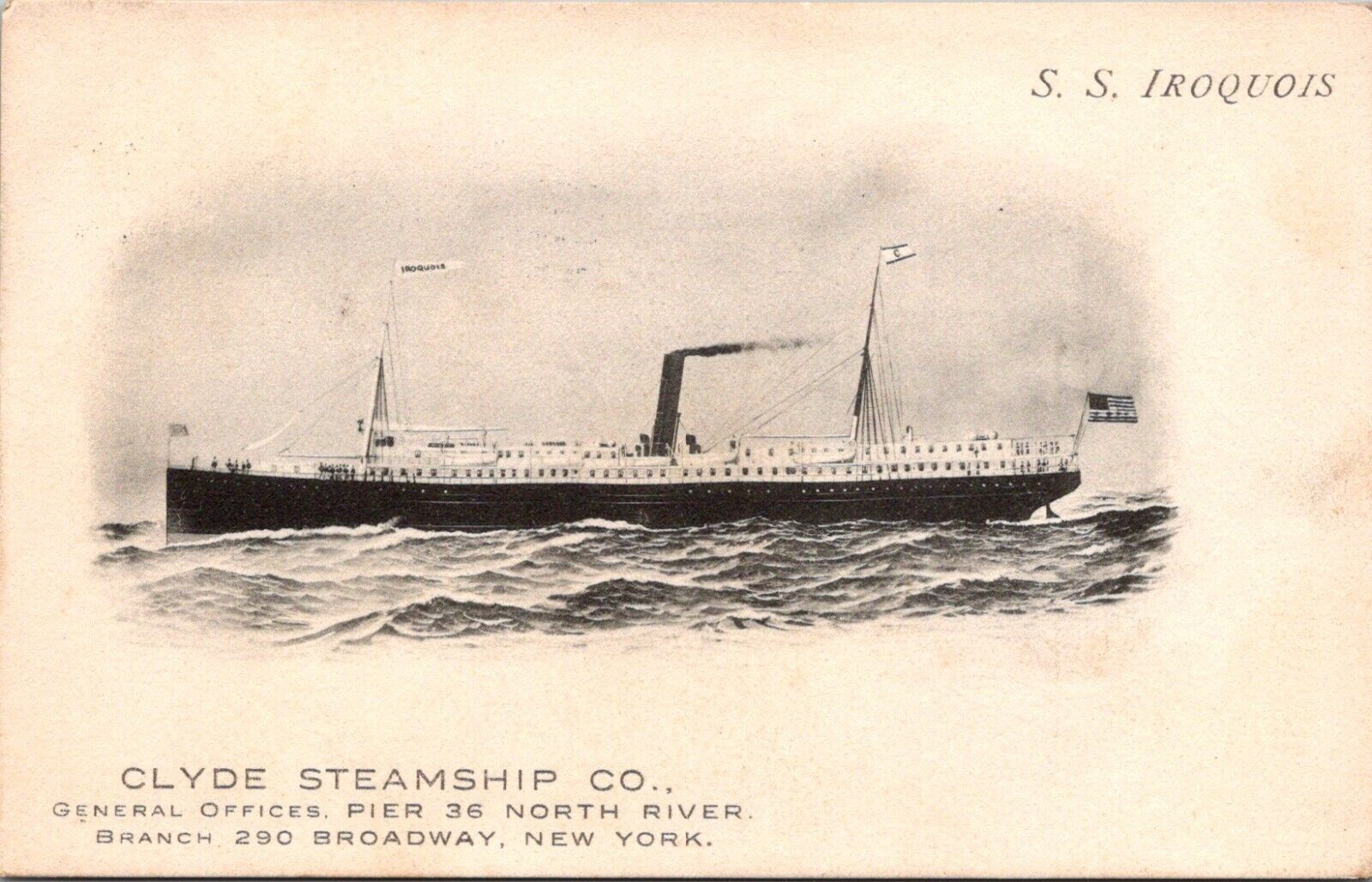 Clyde Steamship  Co. ship, Charlestone SC 1908 PPC - A89