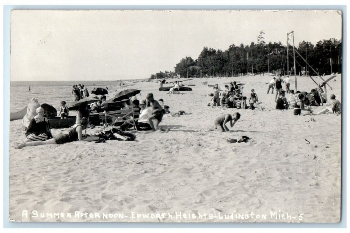 c1940\'s Swimming Beach Epworth Heights Scottsville MI RPPC Photo Postcard