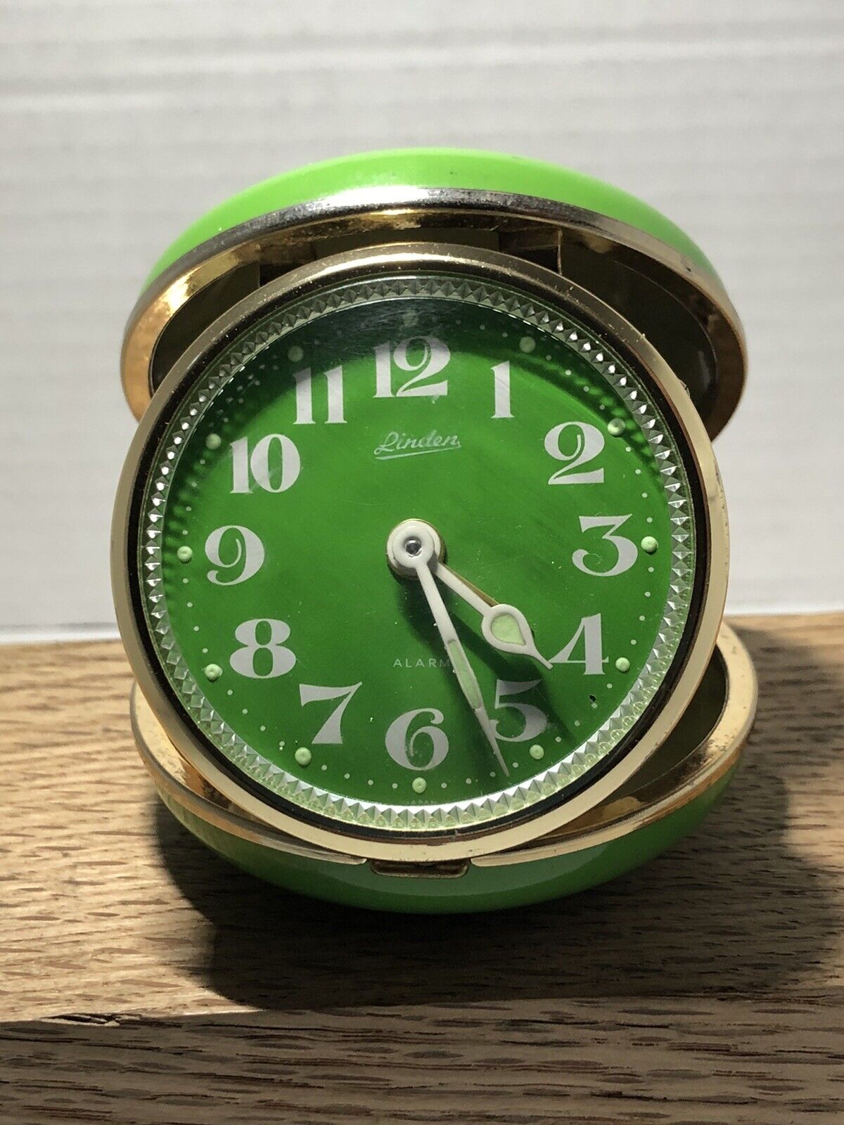 Vintage Linden Travel Alarm Clock - Japan - Works-Green