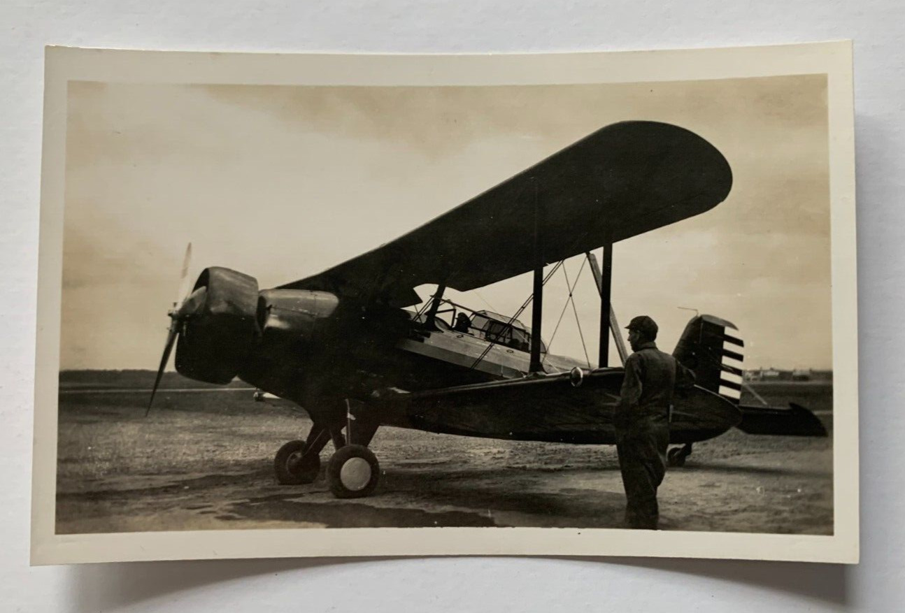 Vintage ca 1930s B&W Photo Airplane Military Aircraft Biplane 2.75 x 4.5