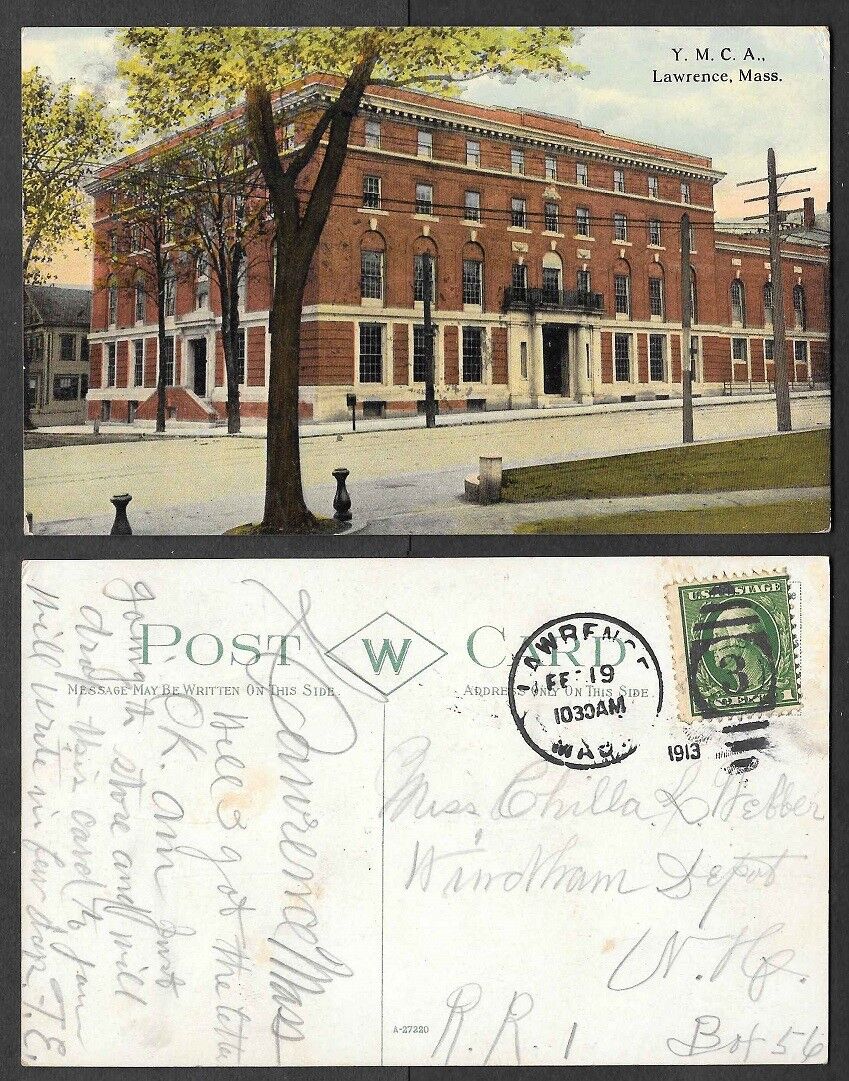 1913 Massachusetts Postcard - Lawrence - Y.M.C.A. Building 