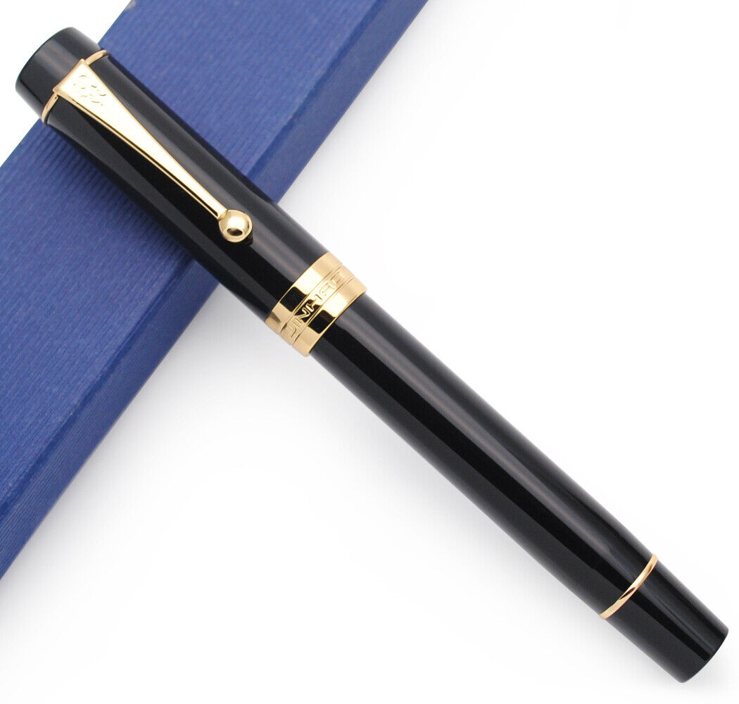 2021 Jinhao 100 Resin Fountain Pen 18KGP Golden Plated M Nib 0.7mm Ink Pen
