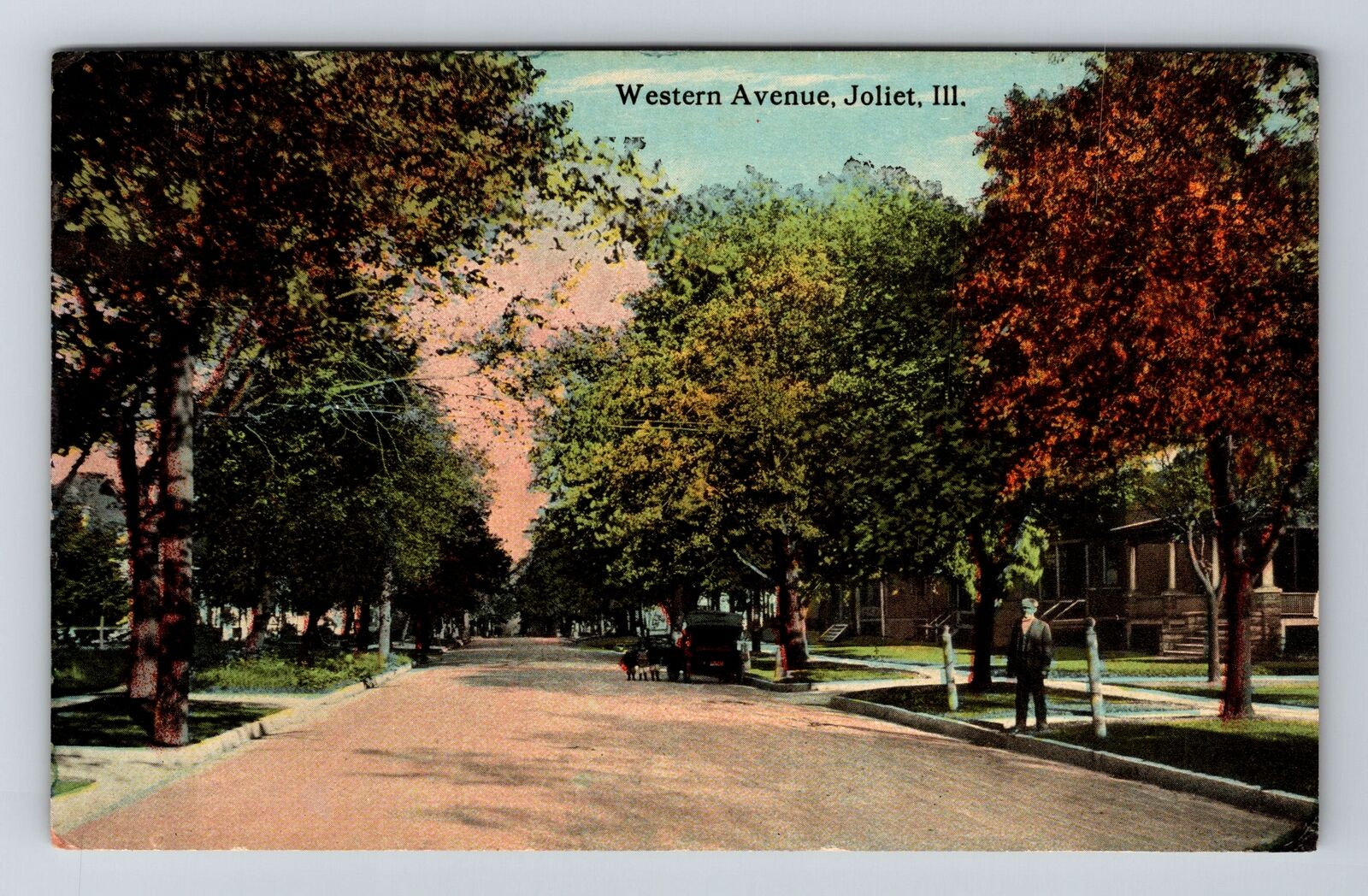 Joliet IL-Illinois, Western Avenue, c1913 Antique Vintage Souvenir Postcard