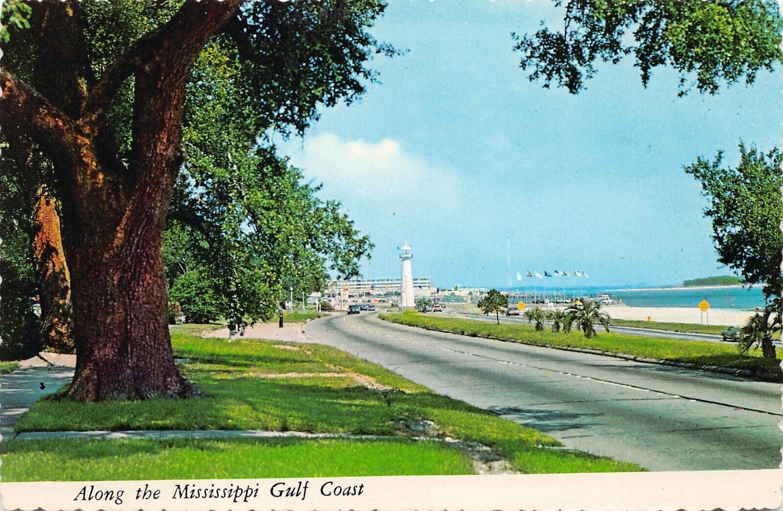 Biloxi MS Mississippi Lighthouse Yacht Club Fishing Harbor 6x4 Postcard D35