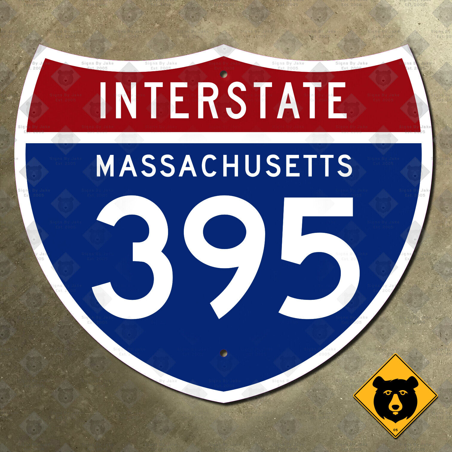 Massachusetts Interstate 395 highway route sign shield 1957 Webster Auburn 12x10