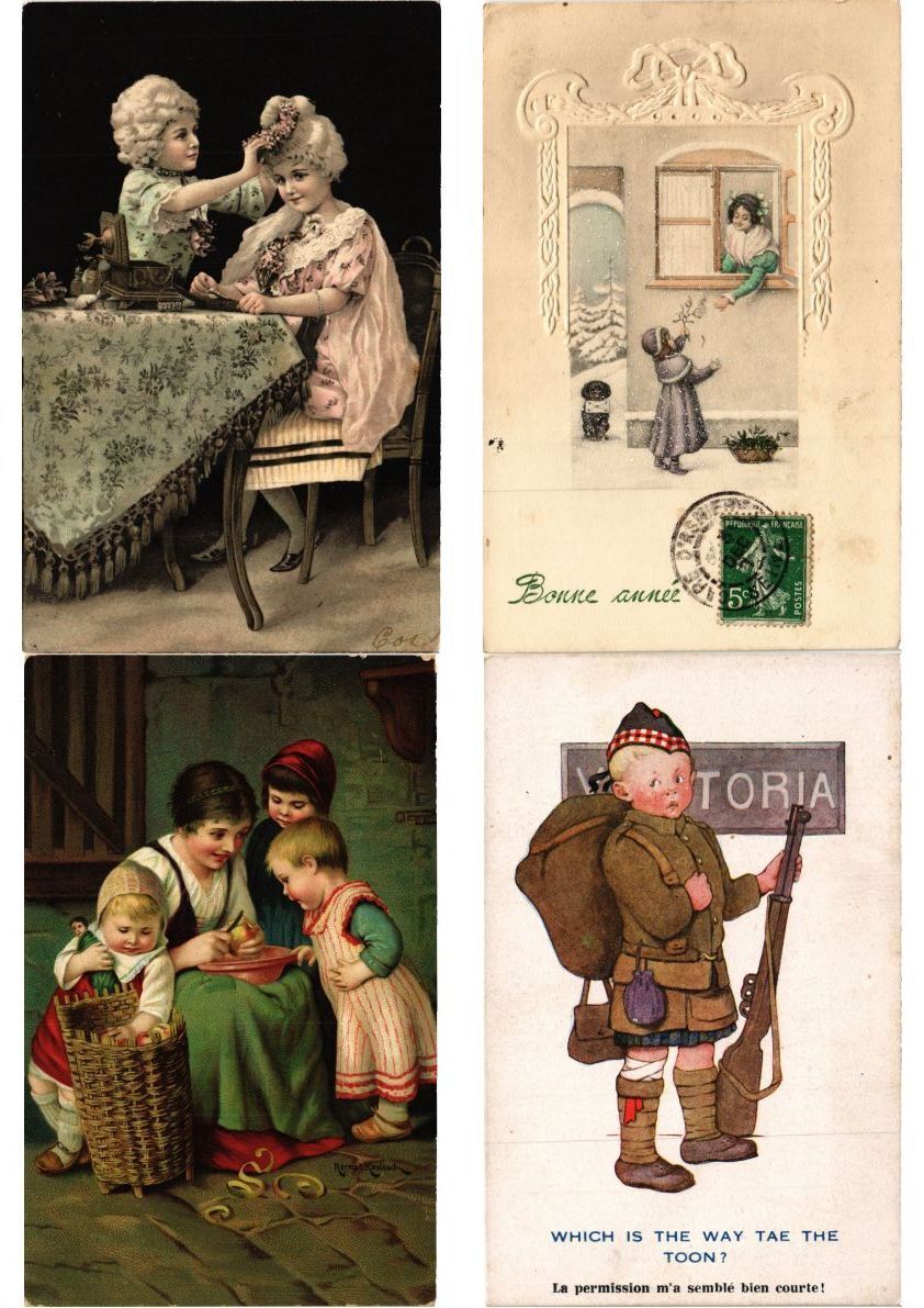 CHILDREN GREETINGS Mostly ARTIST SIGNED 100 Vintage Postcards (PART 22.) (L6154)