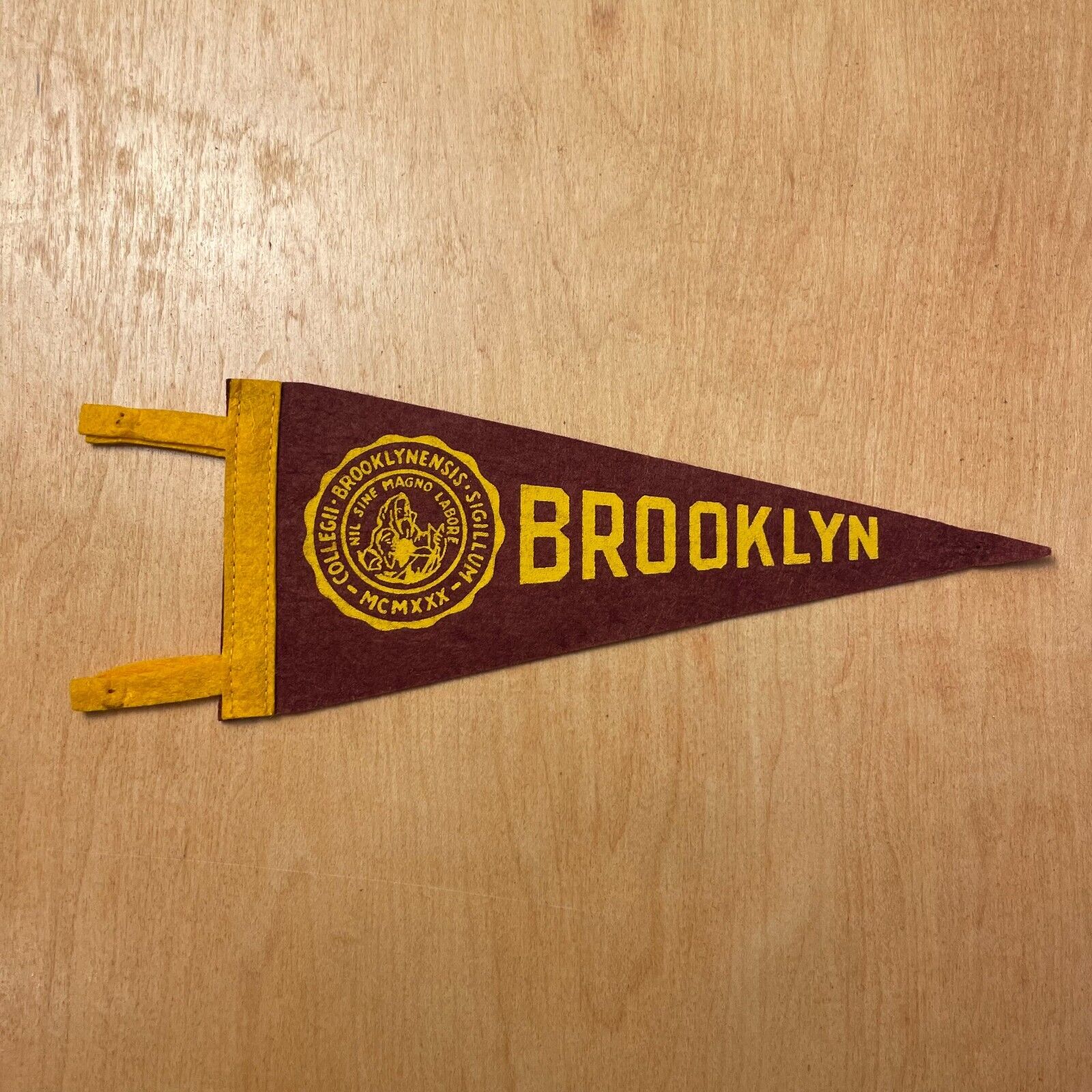 Vintage 1950s Brooklyn College 4x9 Felt Pennant Flag