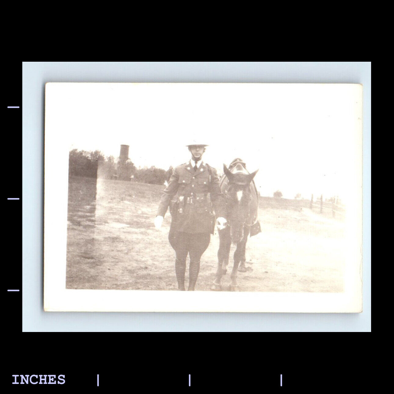 Vintage Photo MILITARY MAN IN UNIFORM WITH HORSE