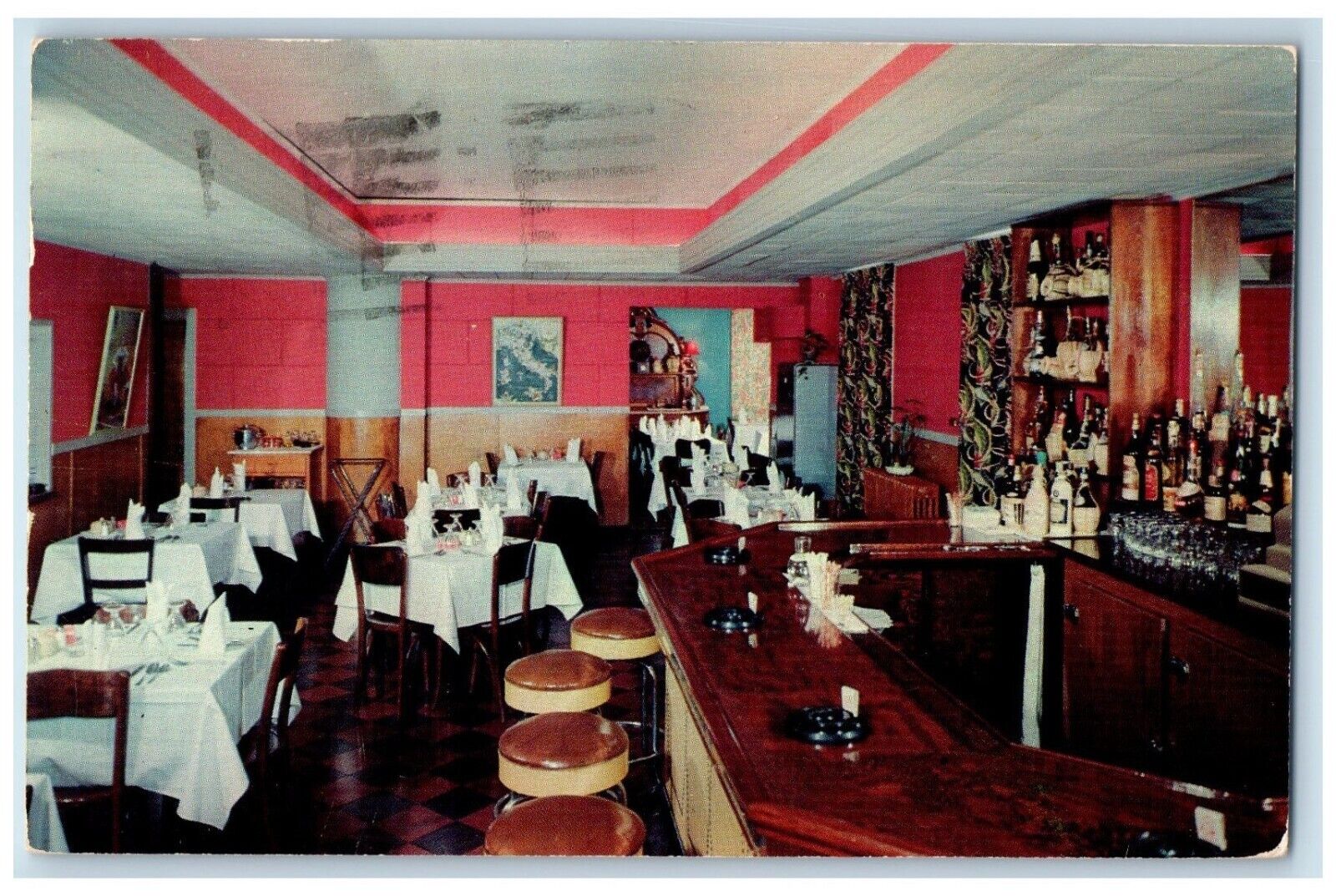 1956 Nino's Italian Food Restaurant Dining Room Buffalo New York NY Postcard