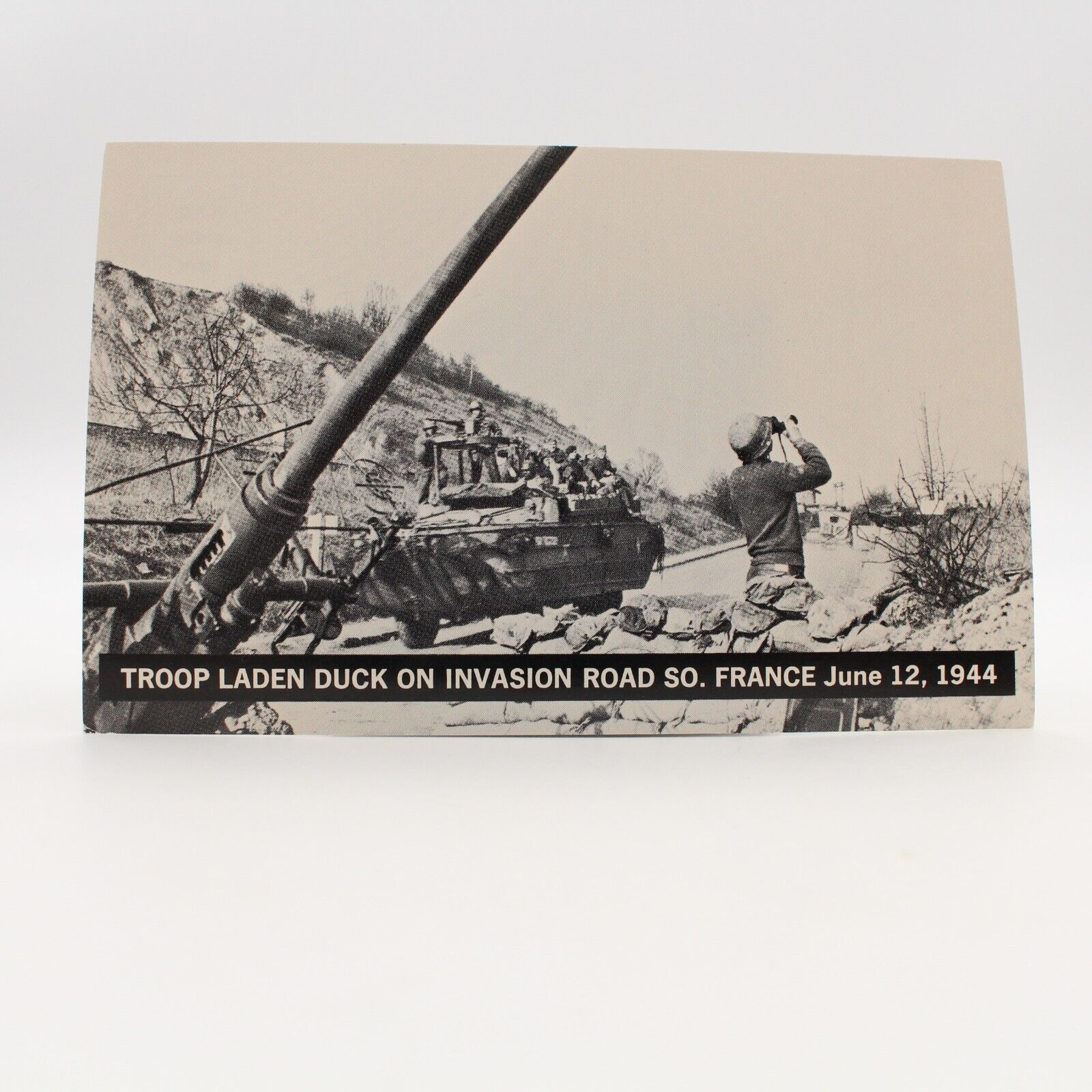 South France, Troop Laden Duck on Invasion Rd. Postcard Courtesy General Motors